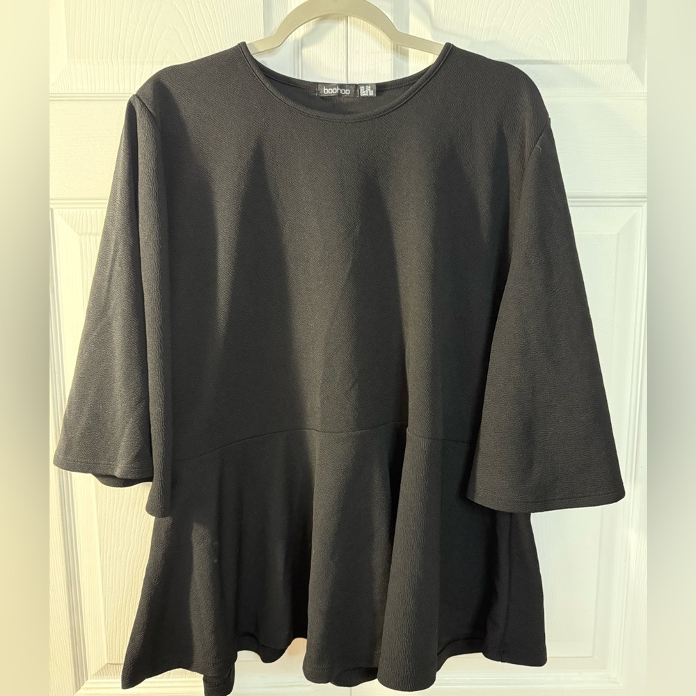 BooHoo US 20 peplum hem wide sleeve shirt